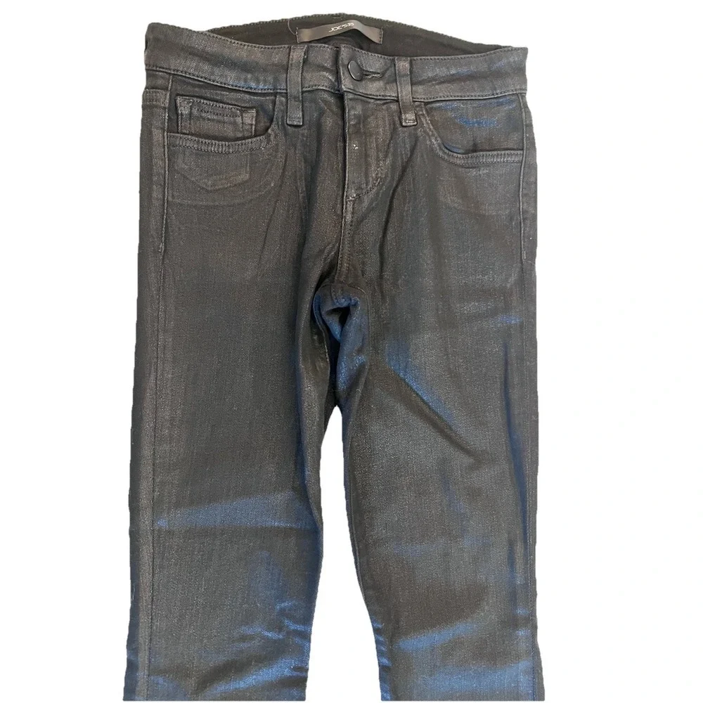 Joes Jeans Womens 25 Black‎ Wax Coated The Skinny Cotton Spandex